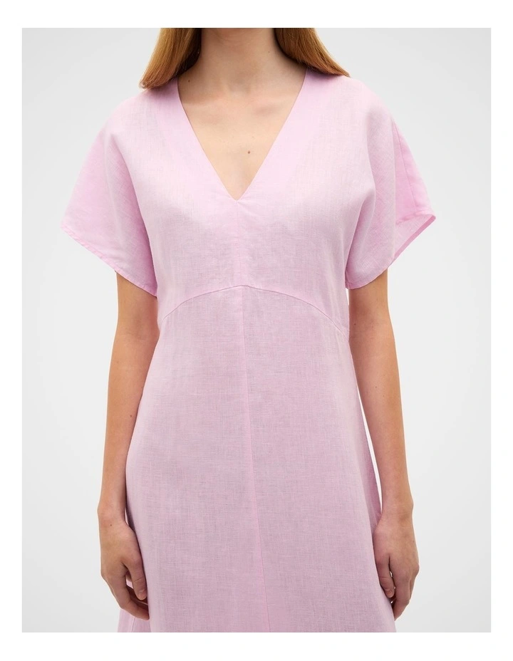 Linen V Neck Midi Dress image 4