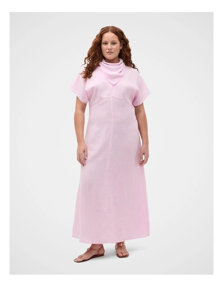 Linen V Neck Midi Dress image 5