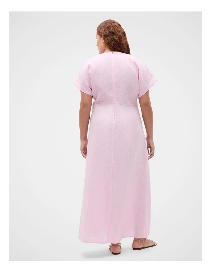 Linen V Neck Midi Dress image 6