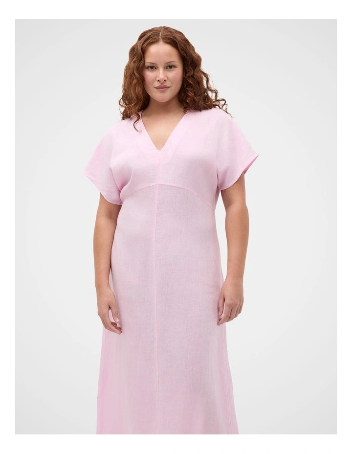 Linen V Neck Midi Dress image 7