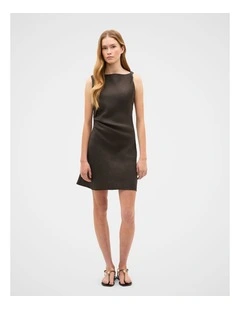 Linen Twist Shoulder Mini Dress