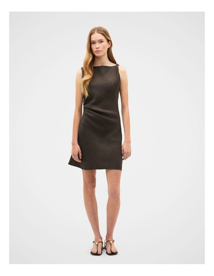 Linen Twist Shoulder Mini Dress image 1