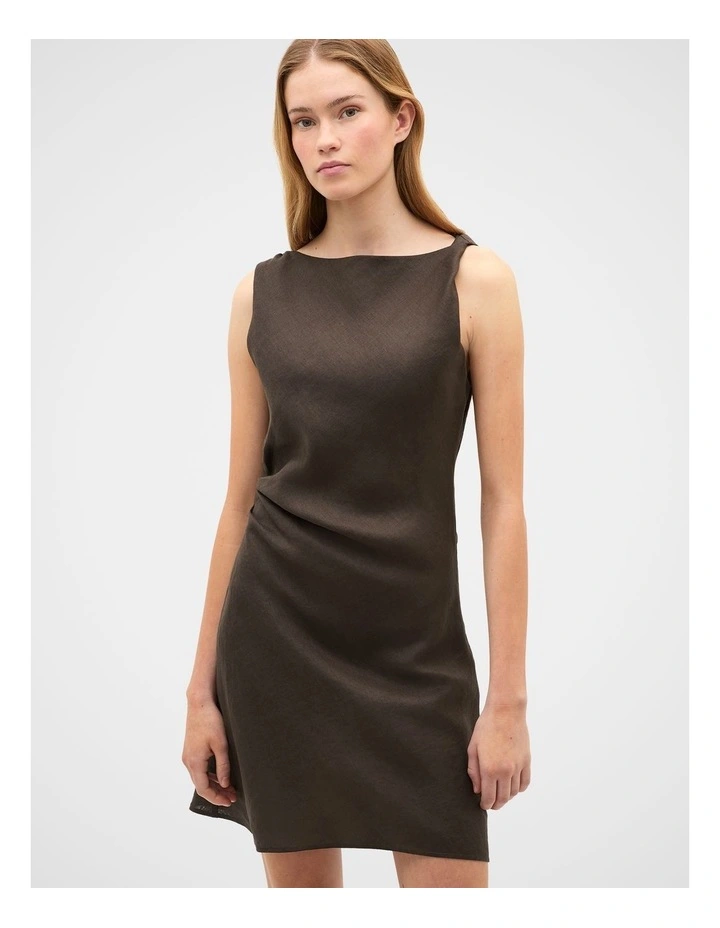 Linen Twist Shoulder Mini Dress image 2