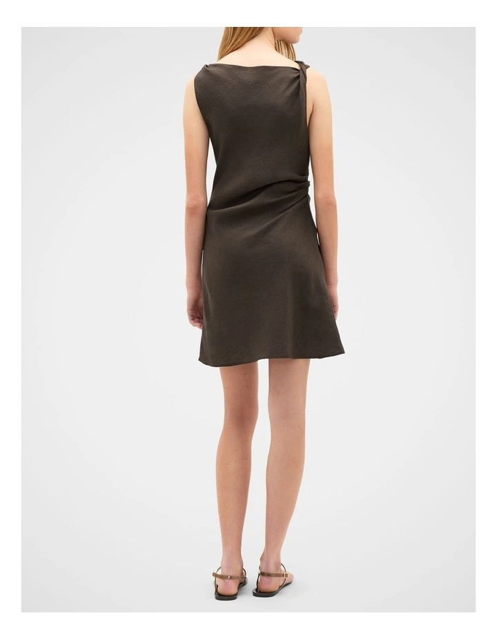 Linen Twist Shoulder Mini Dress image 3