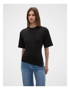 Waisted Asymmetrical Hem Tee