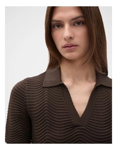 Wave Stitch Polo Knit