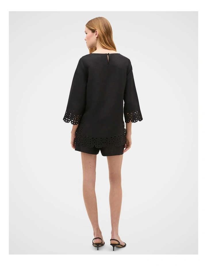 Linen Blend Cutwork Boxy Top image 3