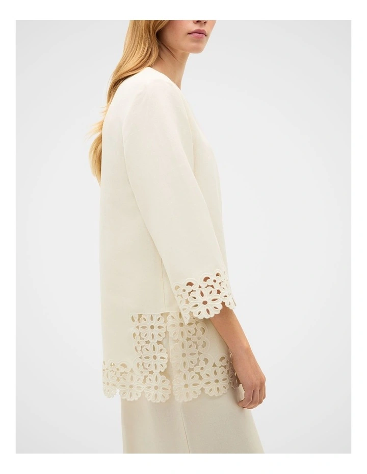 Linen Blend Cutwork Boxy Top image 2
