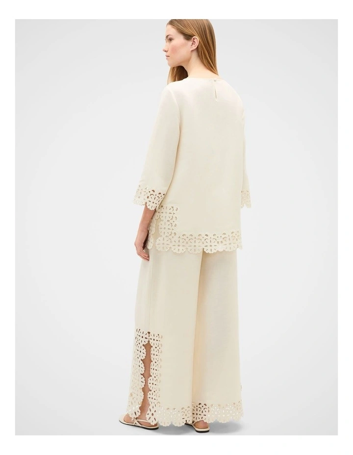 Linen Blend Cutwork Boxy Top image 3