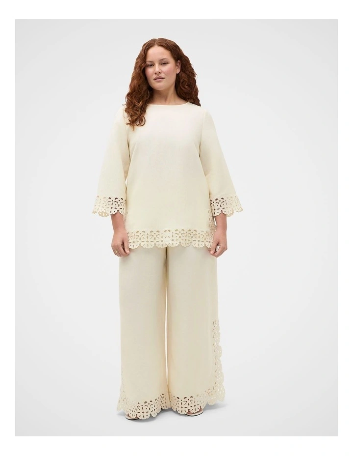 Linen Blend Cutwork Boxy Top image 5