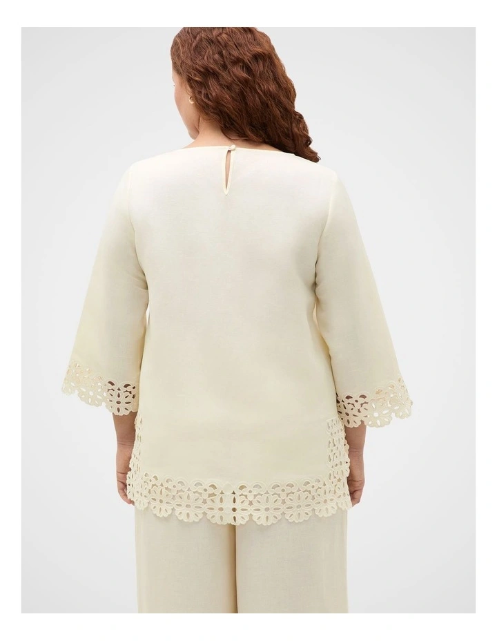 Linen Blend Cutwork Boxy Top image 6