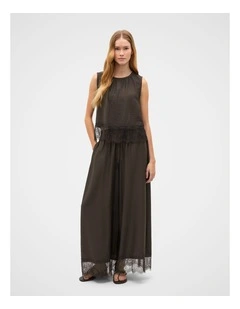 Crinkle Lace Trim Crop Tank