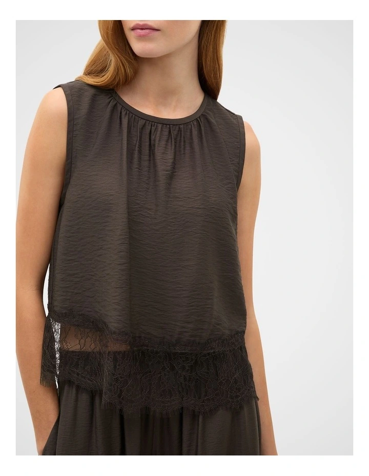 Crinkle Lace Trim Crop Tank image 2