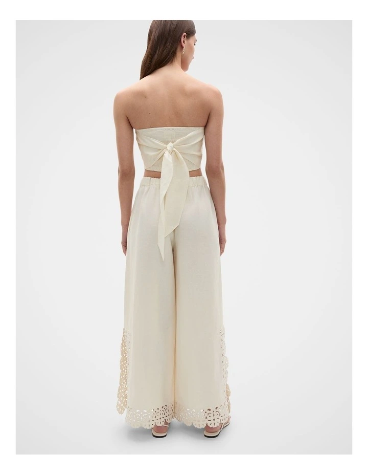 Linen Blend Cutwork Strapless Top image 4