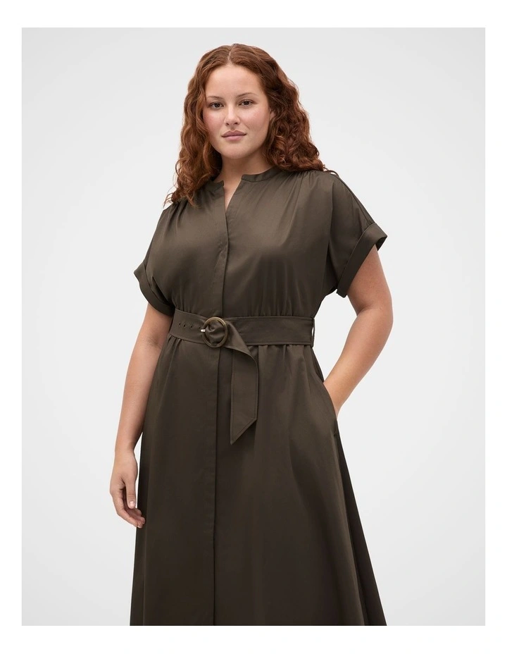Cotton Blend Belted Shirt Dress image 2