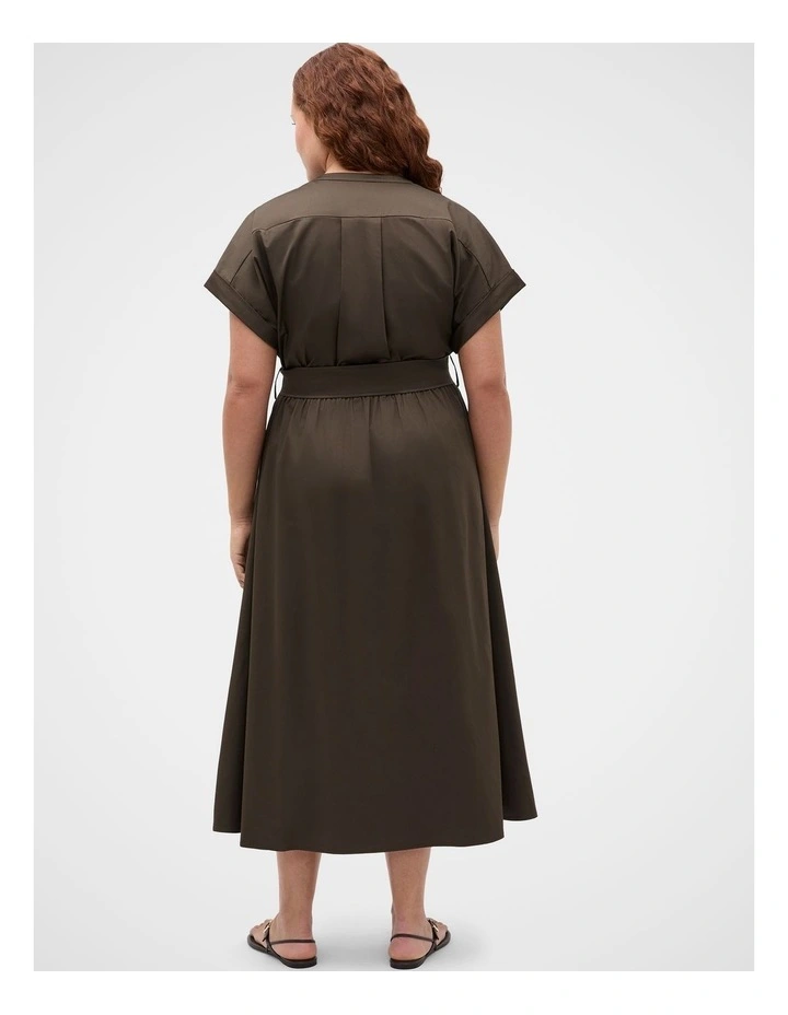 Cotton Blend Belted Shirt Dress image 3
