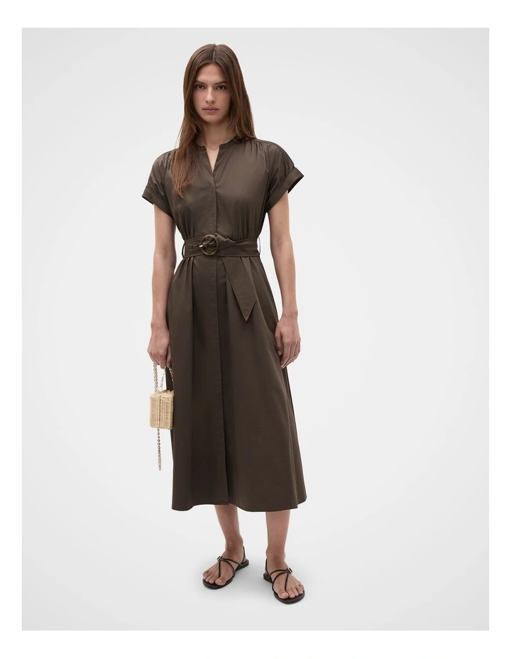 Cotton Blend Belted Shirt Dress image 4