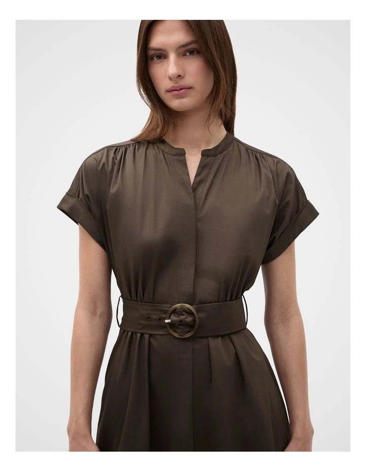 Cotton Blend Belted Shirt Dress image 5