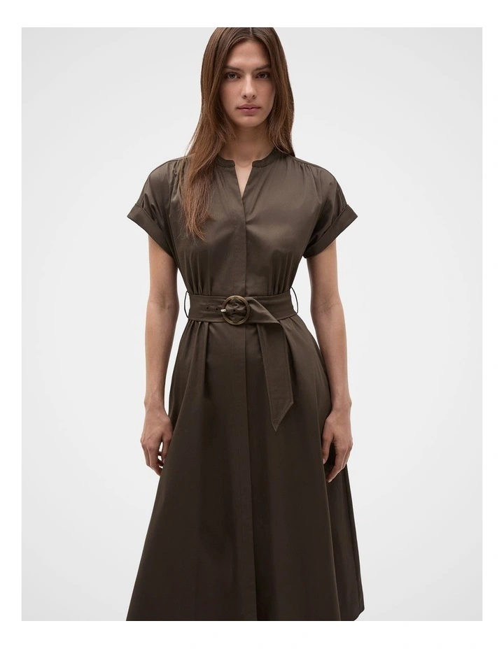 Cotton Blend Belted Shirt Dress image 7