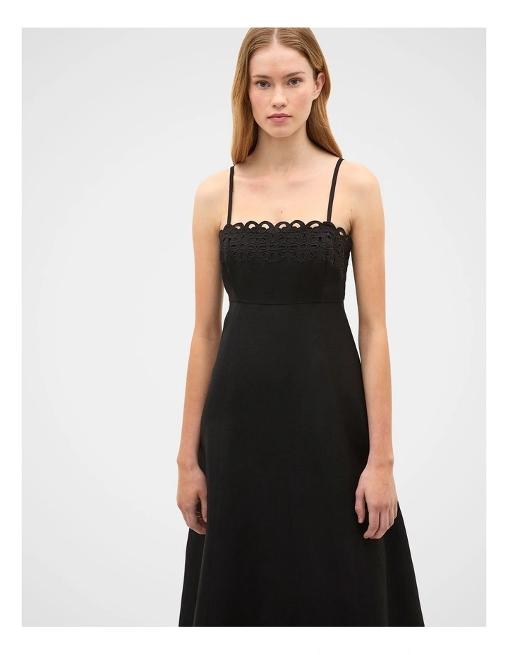 Linen Blend Cutwork Midi Dress image 2