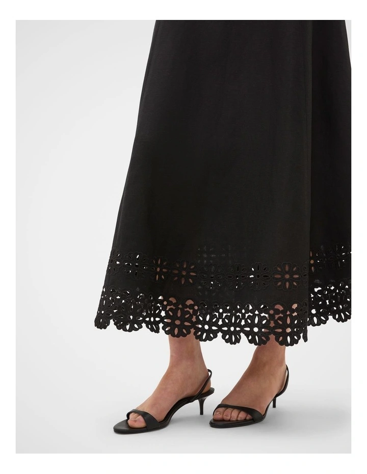 Linen Blend Cutwork Midi Dress image 4