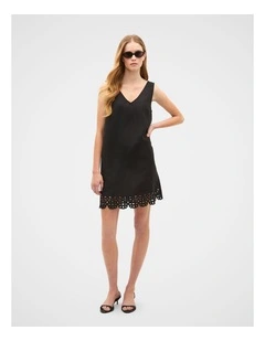 Linen Blend Cutwork Mini Dress