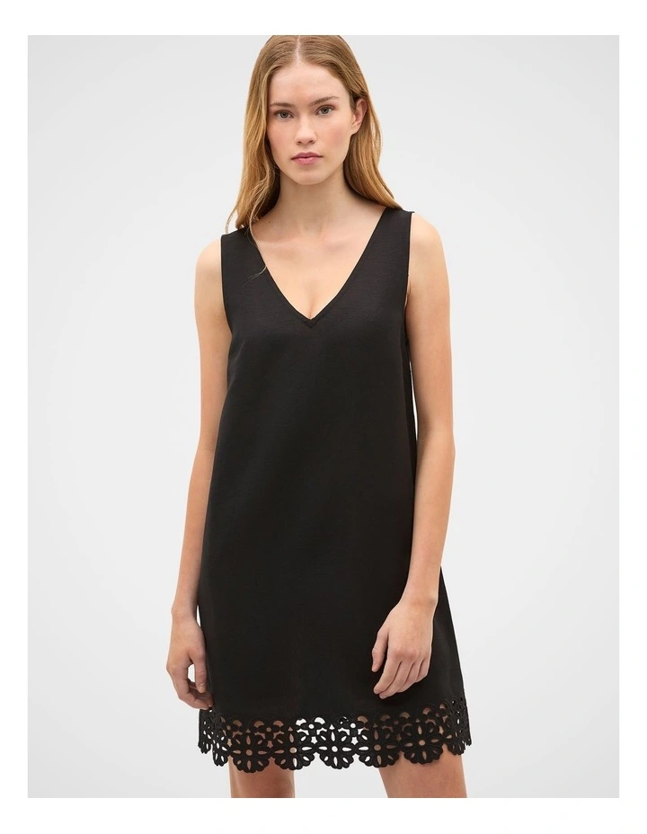 Linen Blend Cutwork Mini Dress image 2
