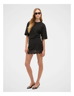 Linen Blend Cutwork Skort