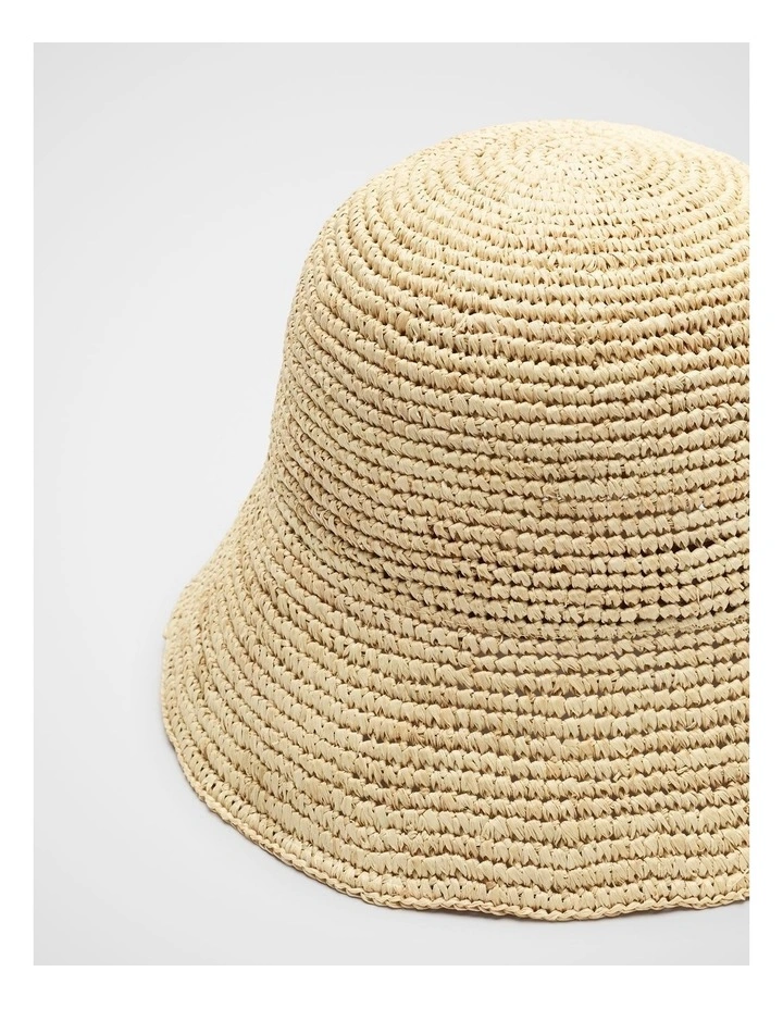Short Brim Raffia Bucket Hat image 3