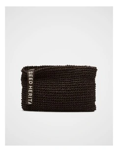 Logo Woven Pouch in Dark Espresso