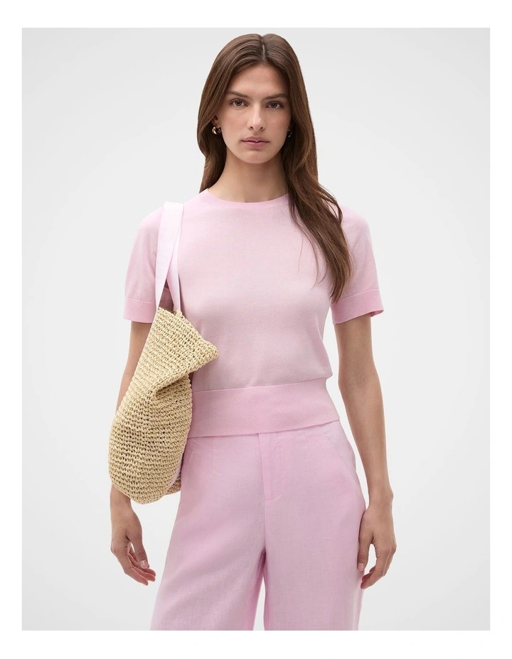 Logo Woven Tote in Petal Pink image 2