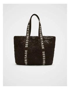 Logo Woven Tote in Dark Espresso
