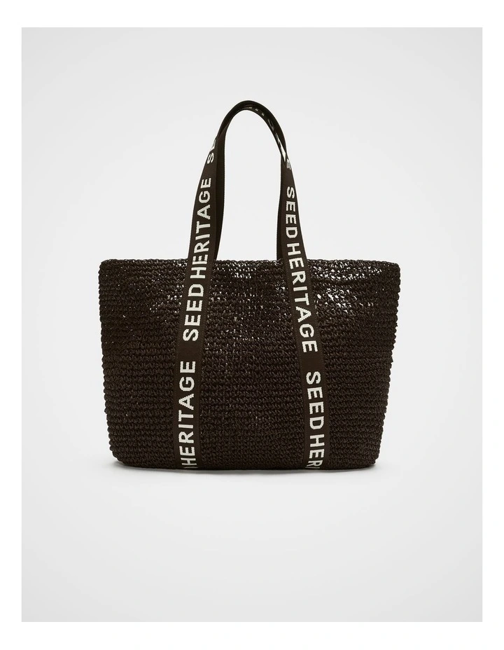 Logo Woven Tote in Dark Espresso image 1