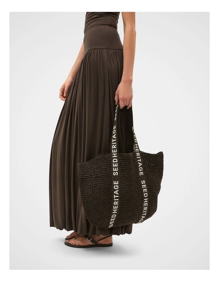 Logo Woven Tote in Dark Espresso image 2