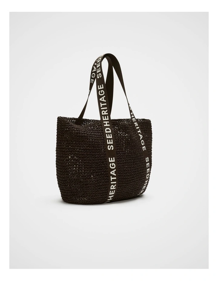 Logo Woven Tote in Dark Espresso image 3