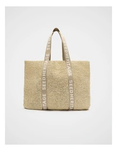 Logo Woven Tote in Warm Sand