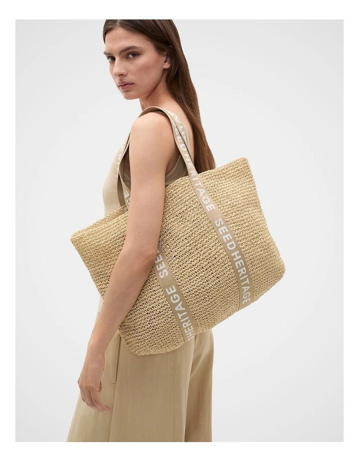 Logo Woven Tote in Warm Sand image 2
