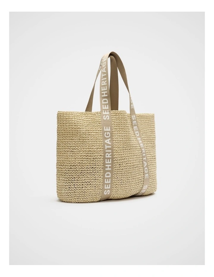 Logo Woven Tote in Warm Sand image 3