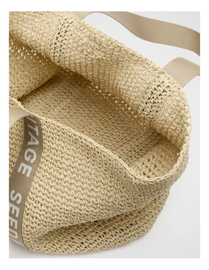 Logo Woven Tote in Warm Sand image 4