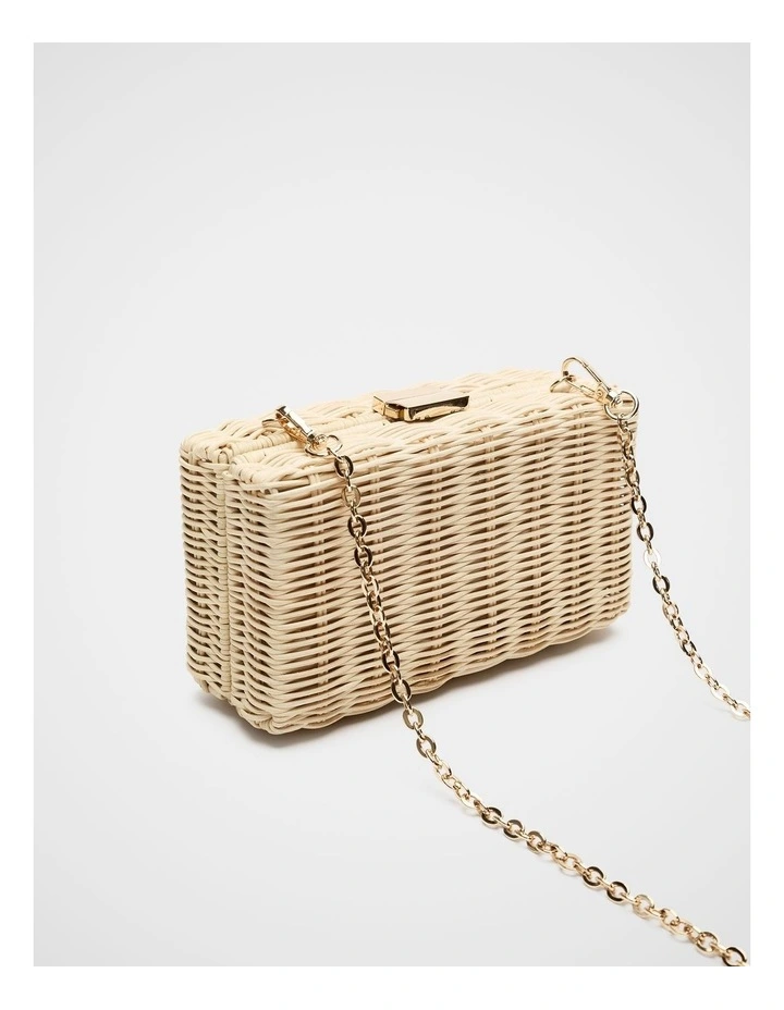 Rattan Box Clutch in Natural image 3