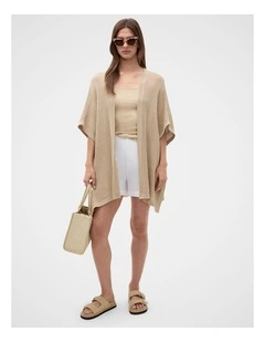 Open Weave Poncho in Warm Sand