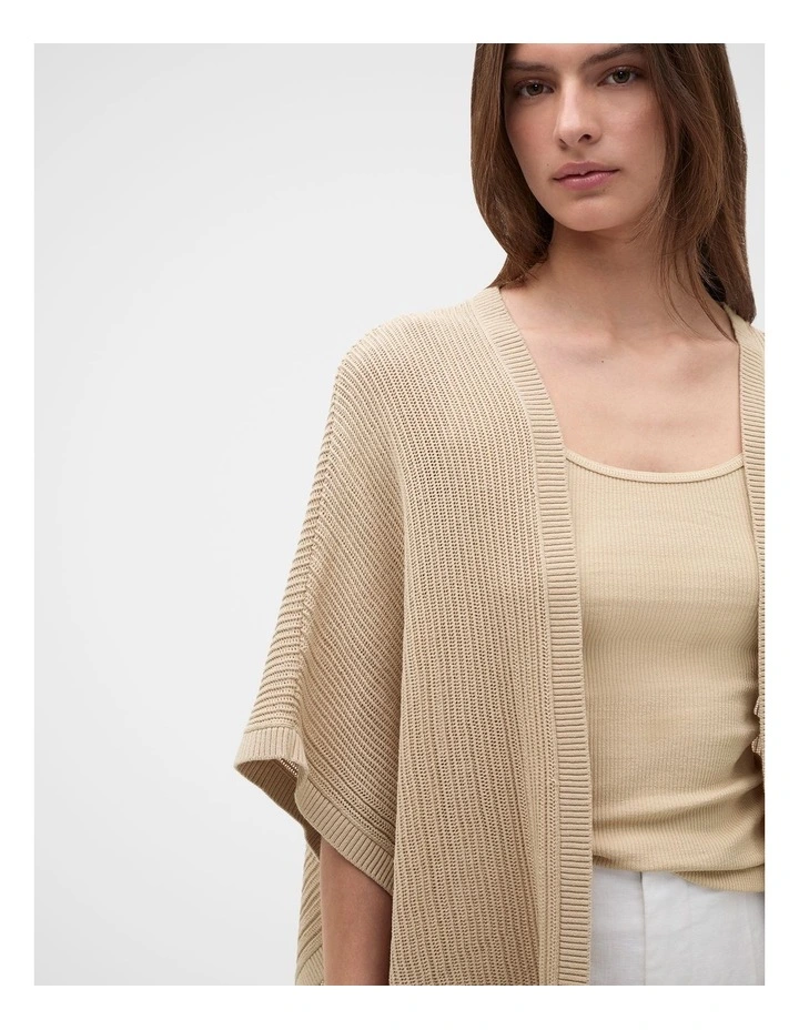 Open Weave Poncho in Warm Sand image 2