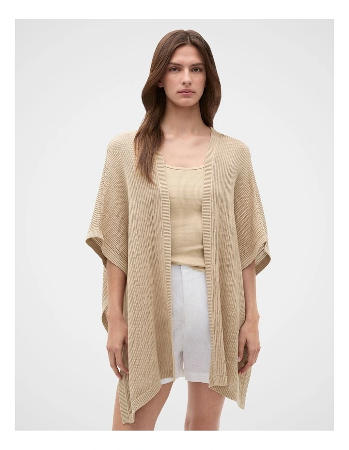 Open Weave Poncho in Warm Sand image 3