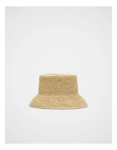 Trim Detail Raffia Bucket Hat