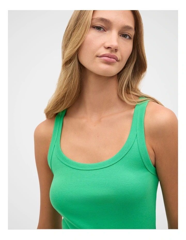 Australian Cotton Scoop Neck Tank in Palm Green image 2