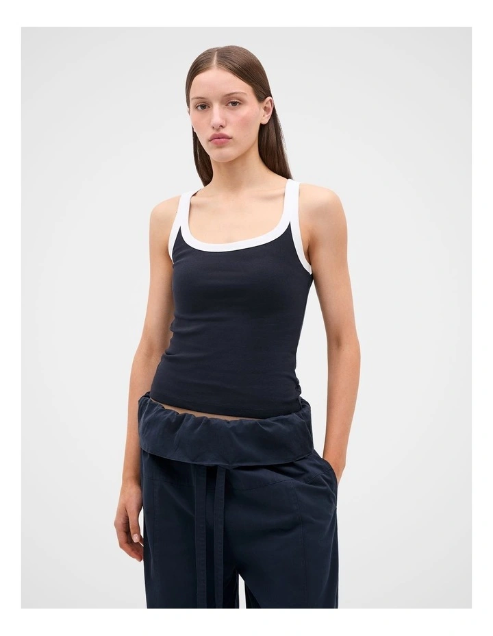 Australian Cotton Scoop Neck Tank in Twilight Blue image 1