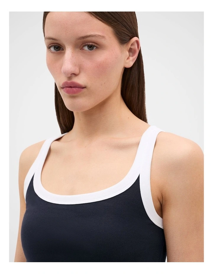 Australian Cotton Scoop Neck Tank in Twilight Blue image 2