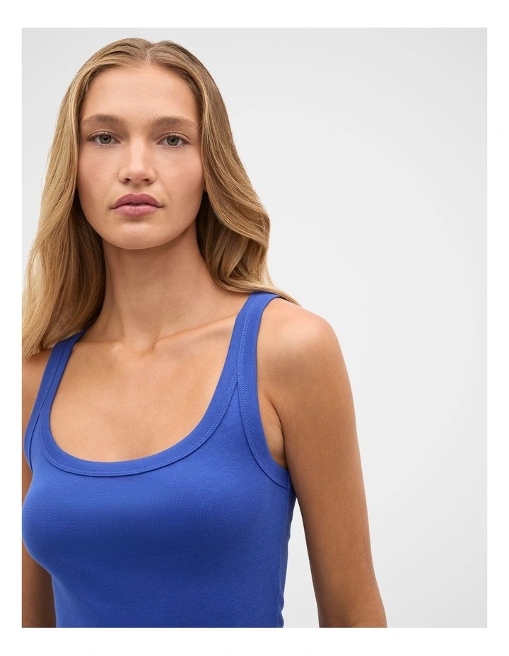 Australian Cotton Scoop Neck Tank in Sapphire Blue image 3