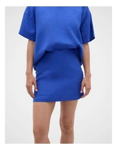 Core Linen Curve Hem Mini Skirt