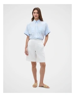 Linen Longline Short in Whisper White